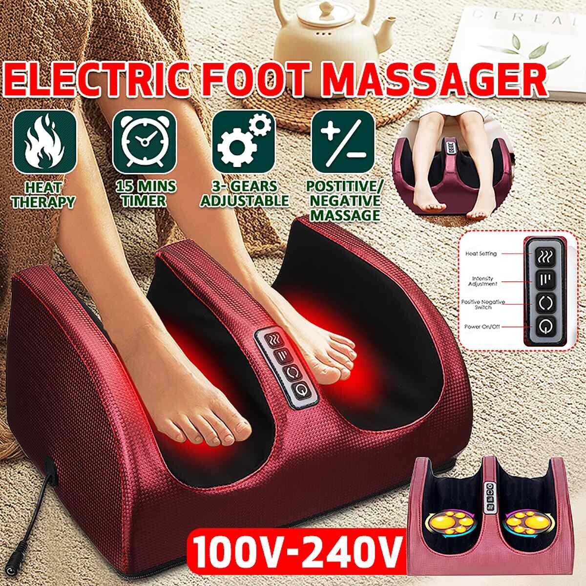 Electric Heating Foot Body Massager Calf Leg Relaxation Kneading Compression Roller Vibrator Machine Reflexology Calf Leg Pain Relief Therapy 110-240V