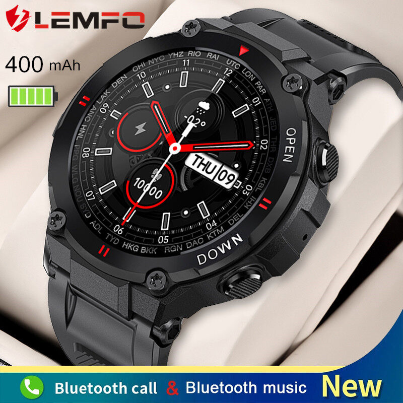 LEMFO K22 Smart Watch Sport Bluetooth Call 400mAh Battery Music Play Health Monitoring 1.28 Inch Smartwatch for Android IOS Men Women PK T Rex Pro
