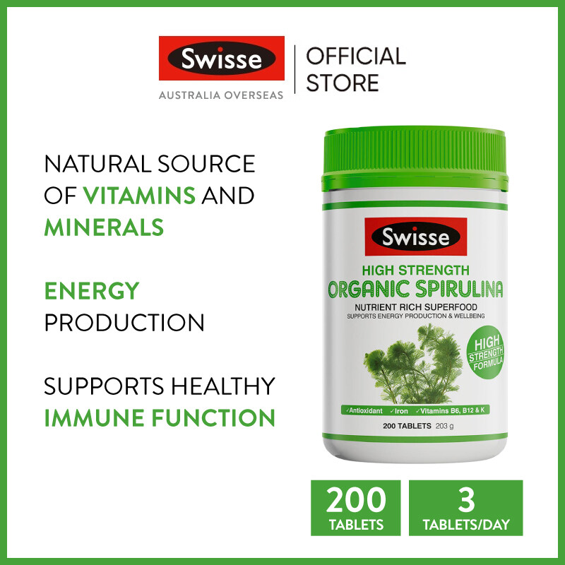 Swisse High Strength Organic Spirulina 200 Tablets (EXP:02 2025)