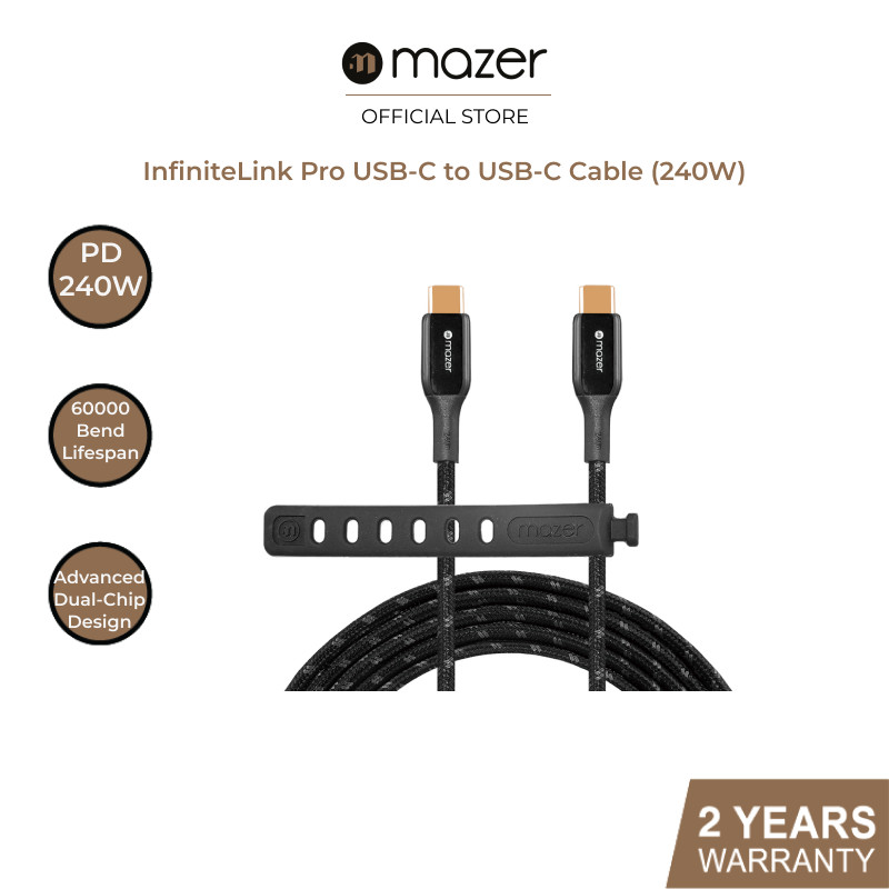 Mazer Infinite.Link Pro 3 USB-C to USB-C 240W Cable in 0.5M/1.25M/2.5M | 2 Years Warranty