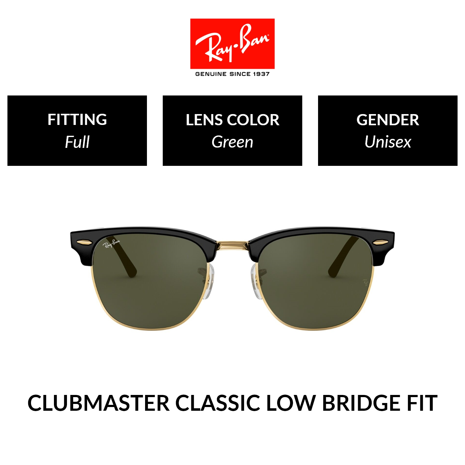 Ray-Ban CLUBMASTER | RB3016F W0365 | Unisex Full Fitting |  Sunglasses | Size 55mm