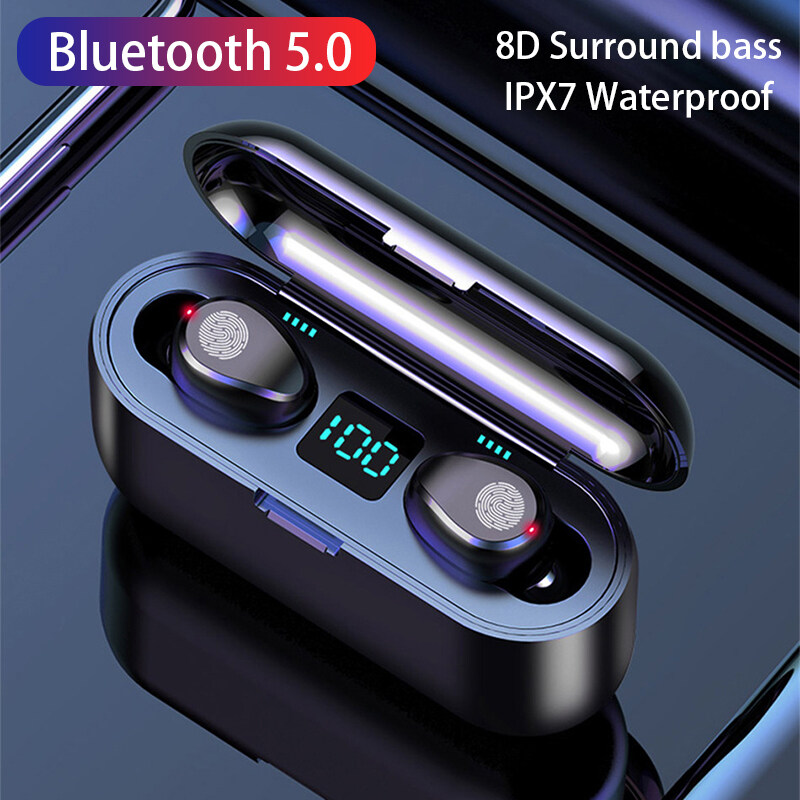 Vitog F9 Bluetooth Earphone with Mic,Touch Control HD Stereo TWS Wireless Earbuds with LED Display,Low Latency Waterproof Sports Bluetooth Headset for Xiaomi iPhone Huawei Samsung ViVo Oppo Realme Mob